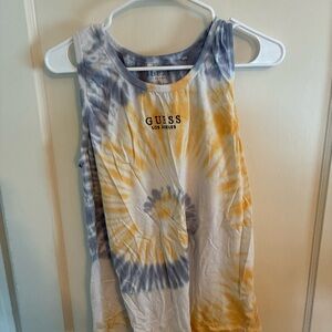 Guess Yellow and Gray Tie-Dye Tank